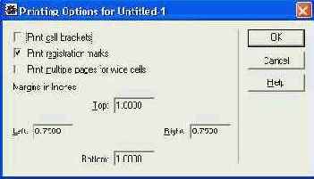 ��������� ���������� ������ � ������� Printing Settings