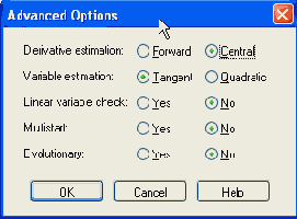Диалоговое окно Advanced Options