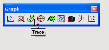 Кнопка трассировки на панели Graph, кнопка масштабирования — слева от нее