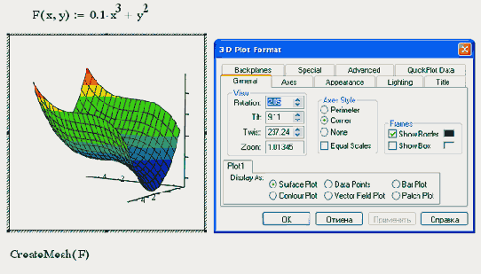 Диалоговое окно 3-D Plot Format