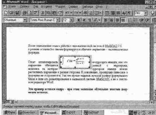 Выделенная формула, которую можно перемещать и растягивать