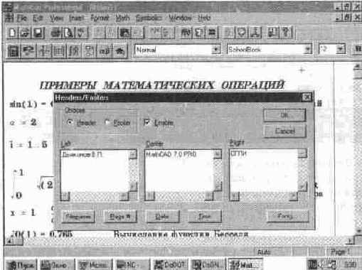 �������������� ������������ (Headers/Footers)