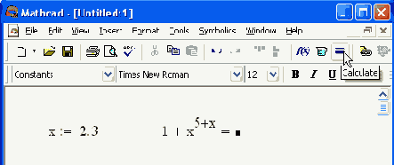 ����� ��������� ���������� � ������ ������, ������� ������ Calculate