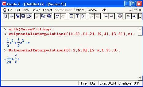 ������� �������������� ������������� PolynomialInterpolation