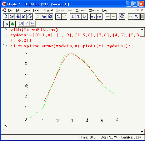 ������� ���������� �-���������� ������ BsplineCurve