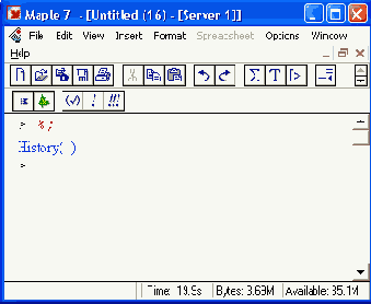 �������� % � ������� history