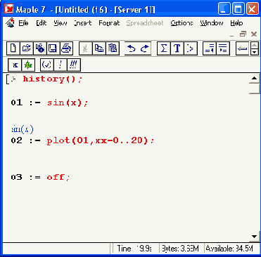 �������� % � ������� history