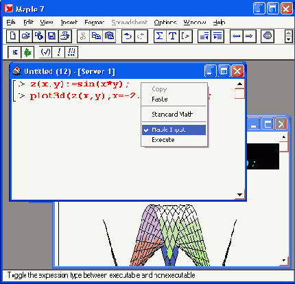 ������� �� ������ ������ � ������� Maple-������
