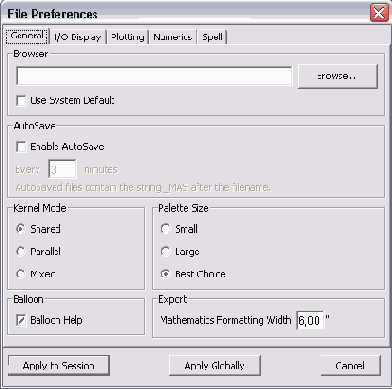 ���� File Preferences ������� �� ������� General
