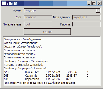 Подключение с базе данных и выполнение SQL-запросов