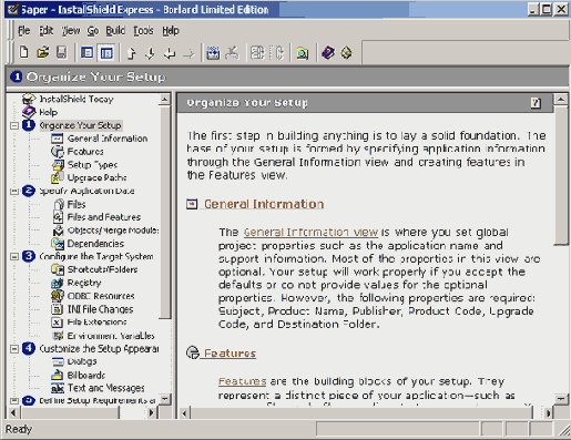 В левой части окна проекта перечислены