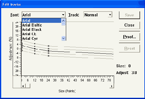 Диалоговое окно Edit tracks