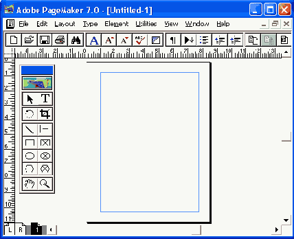 Вид окна документа PageMaker