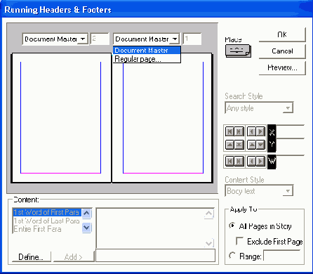 Дополнение Running Headers & Footers