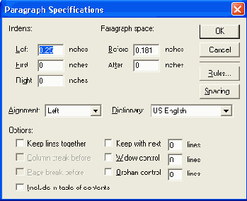 Определение входов оглавления