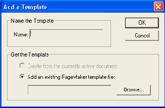 Диалоговое окно Template Palette Options