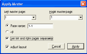 Применение различных страниц-шаблонов к сторонам разворота