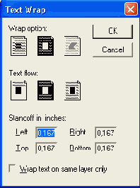 Различные расстояния до текста с разных сторон объекта