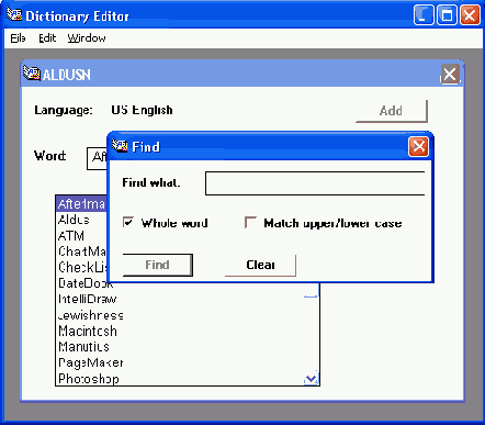 Редактор словарей Dictionary Editor с загруженным словарем