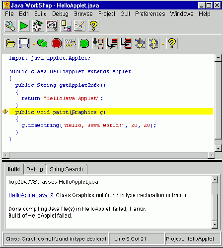 ���������� �������� ����� ������ HelloApplet