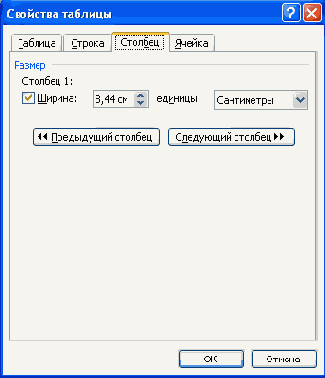 Изменение ширины столбцов