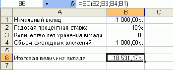 Расчет суммы вклада (величины займа)