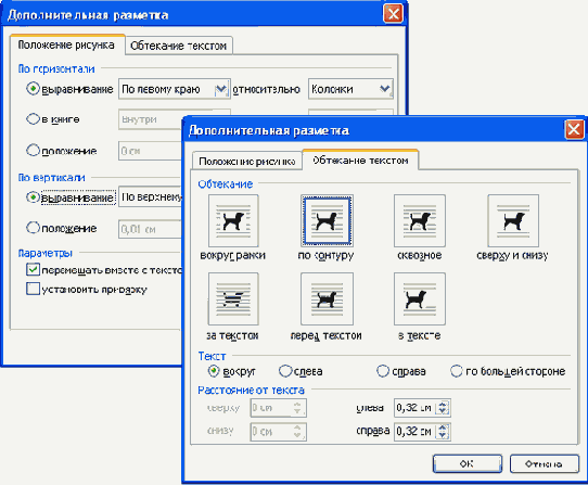 Установка положения рисунков