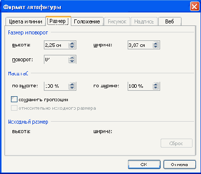 Изменение размера автофигур