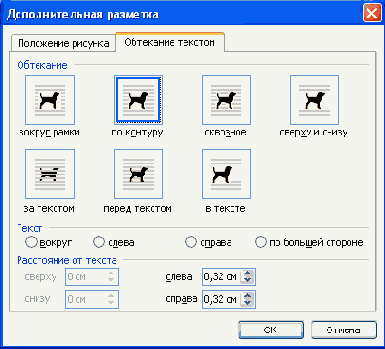 Установка положения диаграммы