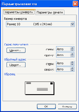 Создание конвертов