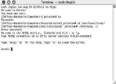 ��������� � ������ MySQL ��� Mac OS X