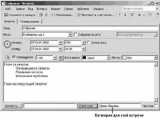 Планирование и организация встреч