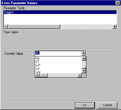 Отчет включает набор областей