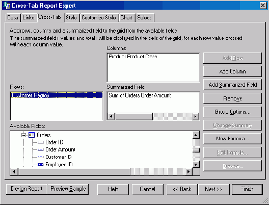 Создание кросс-таблиц (Cross-Tab Report)