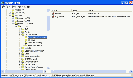 ���� ������� HKEY_LOCAL_MACHINE\SYSTEM\CurrentControlSet\
