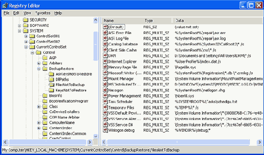 ���������� ����� HKLM\SYSTEM\CurrentControlSet\Control\