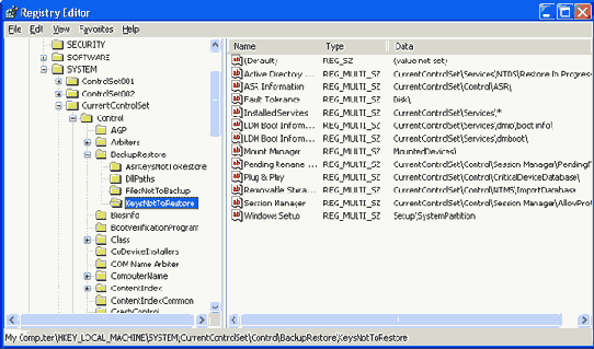 ���������� ����� ������� HKLM\SYSTEM\CurrentControlSet\Control