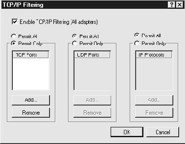 Windows 2000 содержит возможность фильтрации