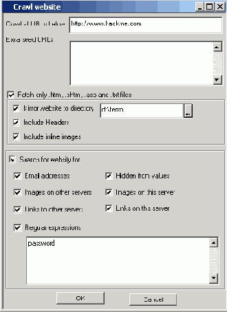 Команда Crawl Website программы