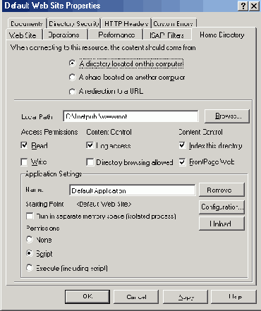 Вкладка Ноте Directory диалогового