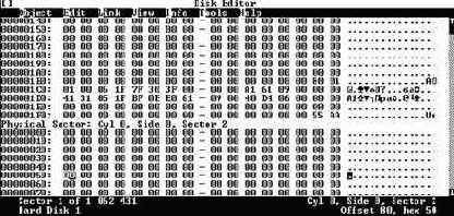 �������� ������� �������� ��� ������ ��������� DISKEDIT.EXE