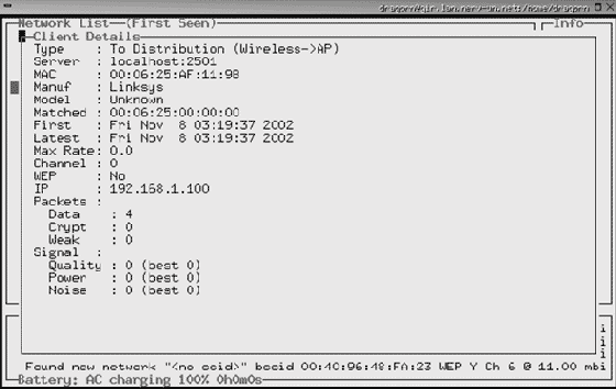 Применение Kismet Wireless