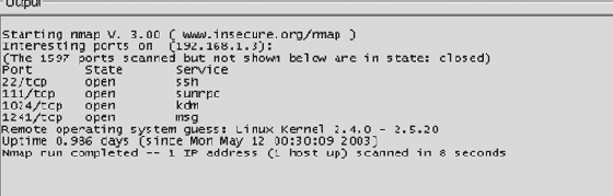 Вывод результатов Nmap