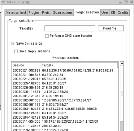 Вкладка Target Selection (Выбор цели)