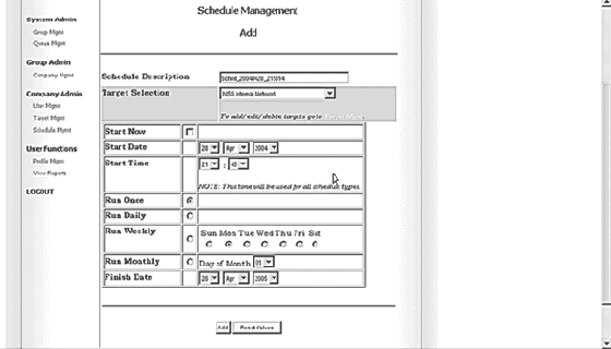Составление расписания сканирований