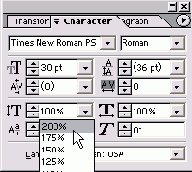 ������� ������������ ������� � ���� ������� Character