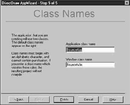 Диалоговое окно Class Names