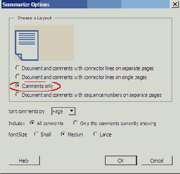 Печать комментариев