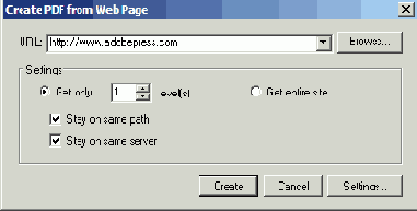 Создание файла Adobe PDF из Web-страницы