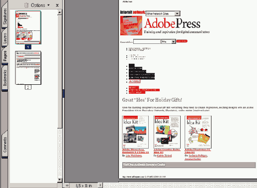 Создание файла Adobe PDF из Web-страницы